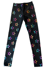 Pixie Lane girls metallic star print high shine leggings 11-12