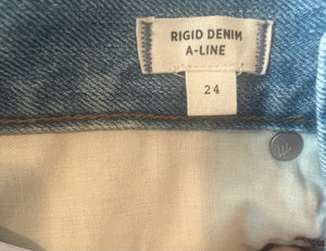 Madewell women’s rigid denim A-line mini skirt 24 NEW
