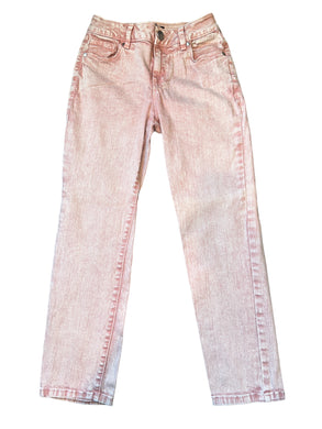 1822 Denim junior women’s acid wash pink straight leg boyfriend jeans 00/24