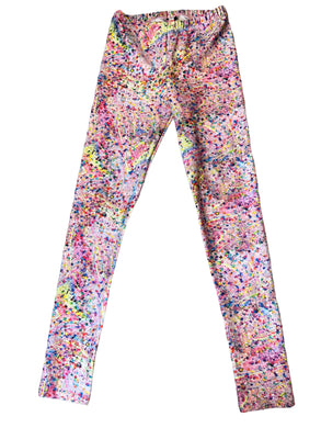 Pixie Lane girls multicolor swirl star print high shine leggings 11-12