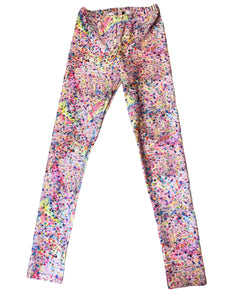 Pixie Lane girls multicolor swirl star print high shine leggings 11-12