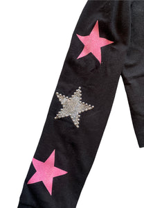 Girls 2pc studded glitter star cropped hoodie & leggings set M (10-12)