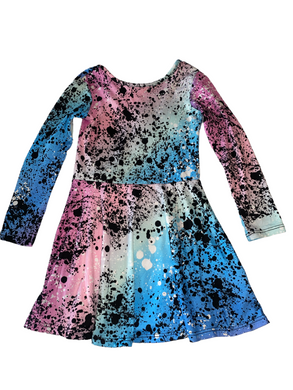 Pixie Lane toddler girls long sleeve splatter Be Happy dress 3