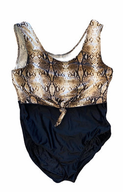 Cheryl Creations Kids one-piece snake print knotted swim suit L(14)