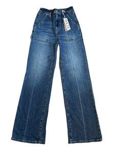 Daze denim women’s Far Out patch pocket high rise wide leg jeans in Play Date 25  NEW