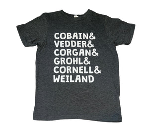 Live And Tell kids Cobain&Vedder&Corgan&Grohl&Cornell&Weiland tee Youth S