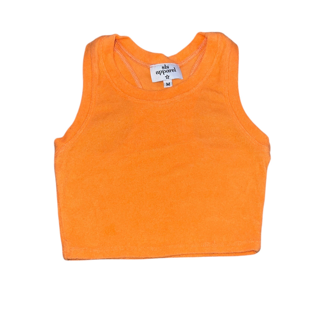 SLS Apparel girls terry cloth cropped racerback tank top M(10-12)