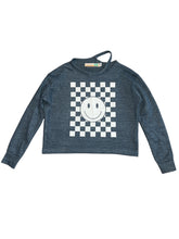 Vintage Havana girls checkered happy face cutout sweatshirt L(14)