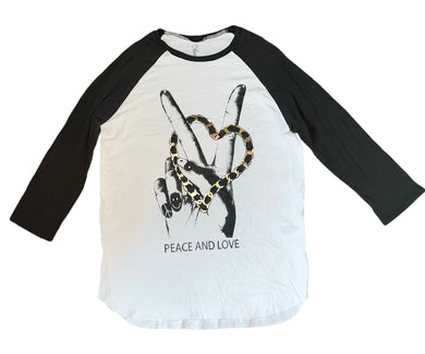 Lauren Moshi girls Peace and Love graphic baseball tee 10