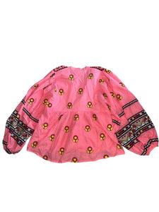 Oliphant women’s Mandarin balloon sleeve embroidered top XS