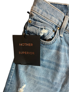 Mother Superior Denim women’s The Snapped Ditcher Flood jeans in We Are Castaways wash 25 NEW
