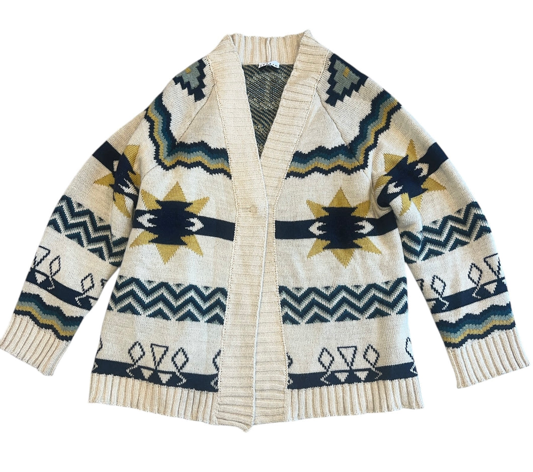 Sfizio Studio women’s sweater cardigan with ethnic motifs M