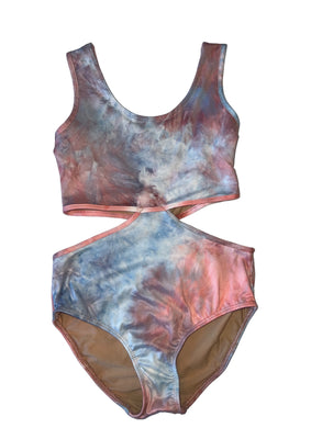 Cheryl Creations Kids girls tie dye monokini swimsuit M(10-12)