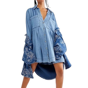 Free People women’s Voyager denim shirt dress XS