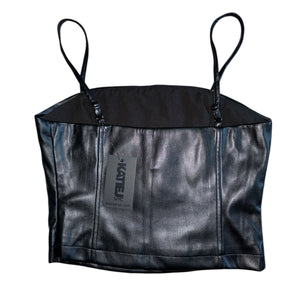 Katie J NYC junior women’s Lexi vegan leather cropped bustier S NEW