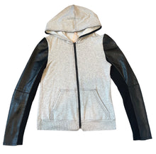 Bailey 44 women’s faux leather sleeve zip hoodie S