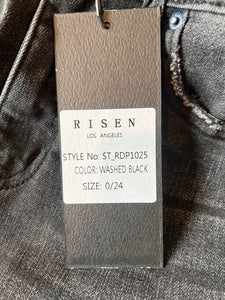 Risen women’s washed black wash high rise wide leg cropped jeans 24/0 NEW