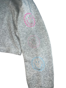 Vintage Havana girls cropped embroidered happy face sweatshirt L(14)