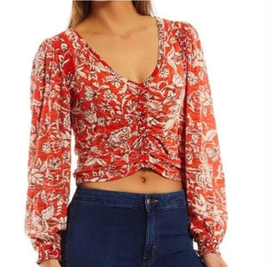 Free people women’s Say The Word ruched crop top XS NEW