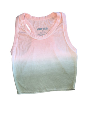 Katie J NYC Livi juniors ribbed ombre cropped racerback tank S