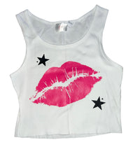 Lucy girls cropped lips and stars tank top S(7-8)
