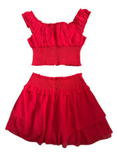Katie J NYC tween girls 2pc Bailee smocked crop top & ruffle skort set XL(14)