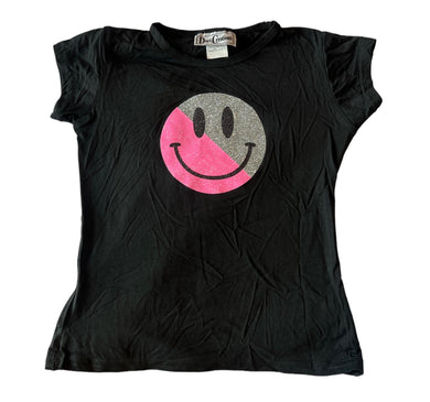 Dori Creations girls glitter happy face tee shirt 5-6