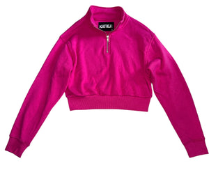 Katie J NYC tween girls Dylan three quarter zip cropped sweatshirt M(10)