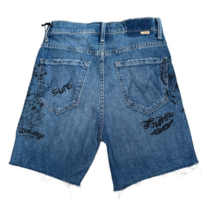 Mother Superior women’s high waisted Smokin’ Short Fray in Never Enough wash 25 NEW