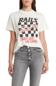 Rails women’s Racing Lights Out Los Angeles graphic Boyfriend tee M