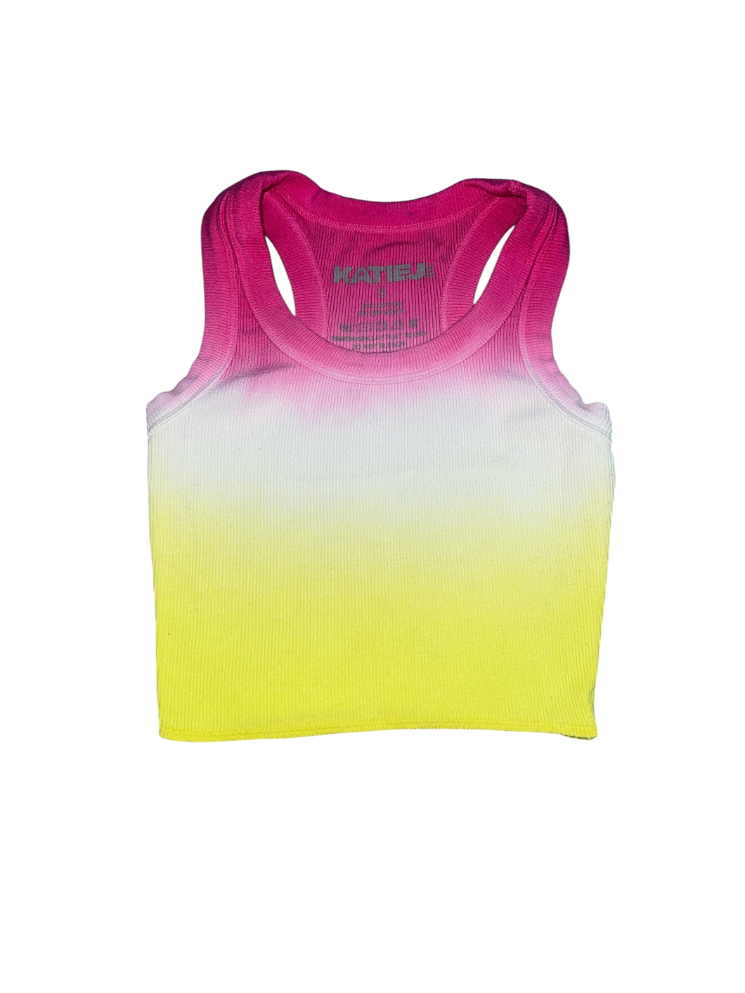 Katie J NYC Livi tween girls ribbed dip dye racerback crop tank S(7-8)