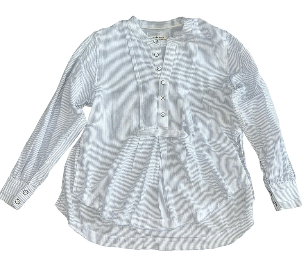 We The Free by Free People women’s pinstripe raw edge top XS