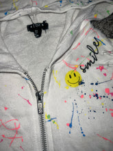 Flowers By Zoe girls 2pc distressed splatter zip hoodie & shorts set XL(14)