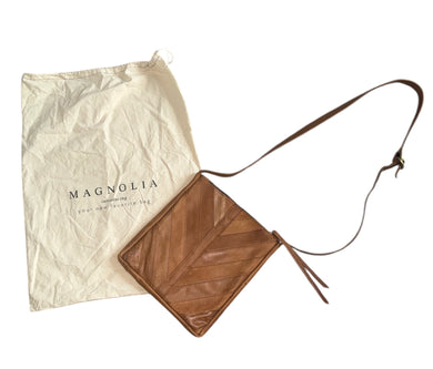 Magnolia chevron leather crossbody bag 10” x 11”