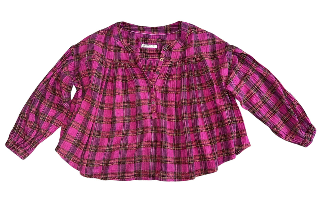 Free People women’s Jessi plaid top XS