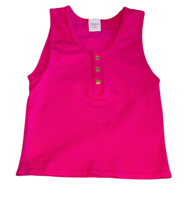 Suzette Collection girls snap henley cropped tank top S/M