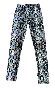 Pixie Lane girls snake print high shine leggings 6