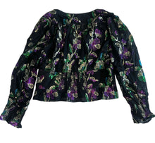 Ba$sh women’s Angelo metallic floral cropped peasant top 3(L)