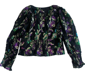 Ba$sh women’s Angelo metallic floral cropped peasant top 3(L)