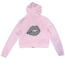 Firehouse girls checkered lips zip hoodie sweatshirt L(12)