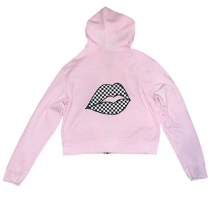 Firehouse girls checkered lips zip hoodie sweatshirt L(12)