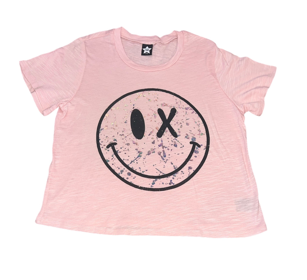 Pixie Lane girls burnout splatter happy face tee 9-10