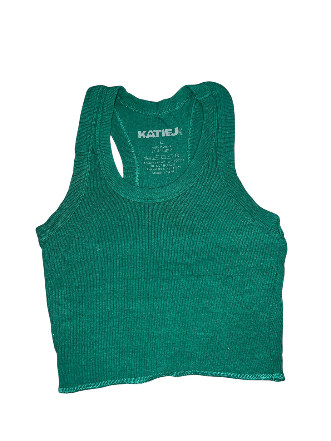 Katie J NYC Livi tween girls ribbed racerback crop tank L(12)