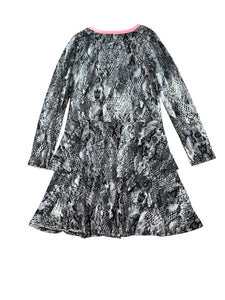 Pixie Lane girls long sleeve reptile print ruffle skater dress 9-10 NEW