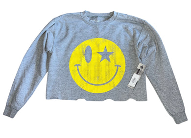 Prince Peter girls cropped happy face graphic sweatshirt L(12) NEW