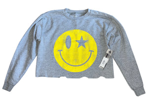 Prince Peter girls cropped happy face graphic sweatshirt L(12) NEW