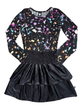 Pixie Lane girls high shine long sleeve splatter dress 9-10