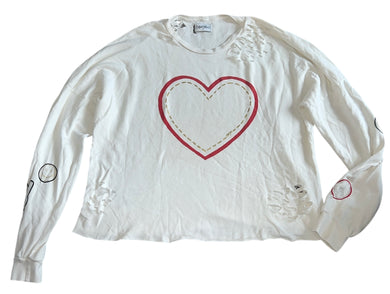Lauren Moshi women’s distressed heart top L