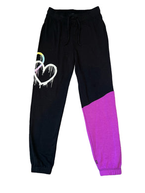 Pixie Lane girls color block jogger sweatpants with airbrush heart 7