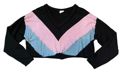 Le Lis women’s cropped chevron v neck top S